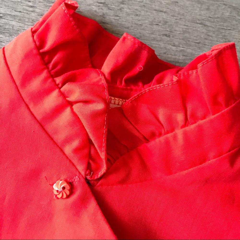 Vtg Red Ruffle Top - Picture 3 of 5